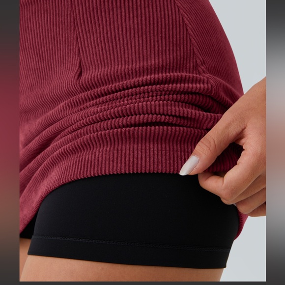 High Waisted Invisible Zipper 2-in-1 A Line Mini Corduroy Casual Skirt - Picture 3 of 8